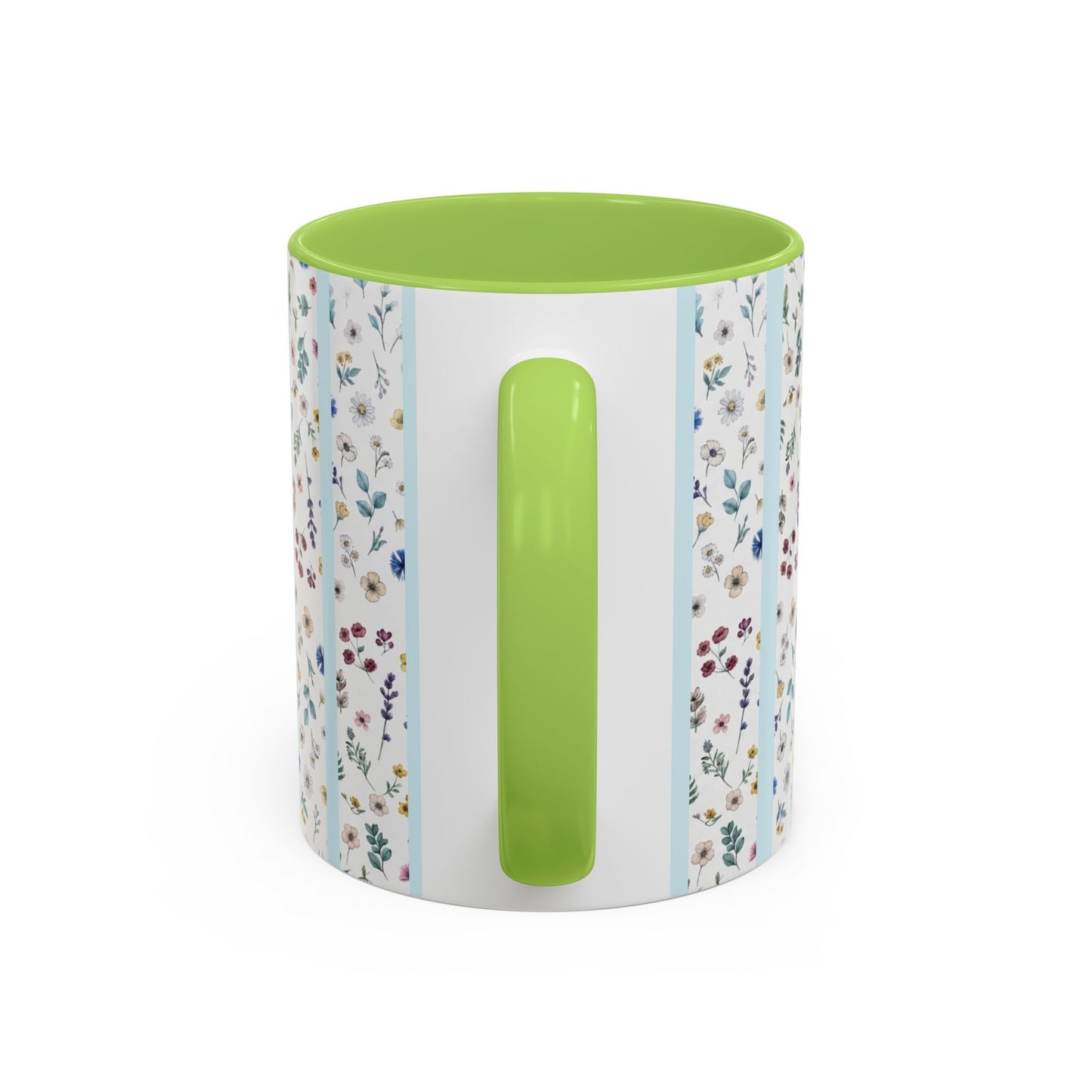 Blessed Nana Floral Accent Coffee Mug — Blue Striped 11/15oz