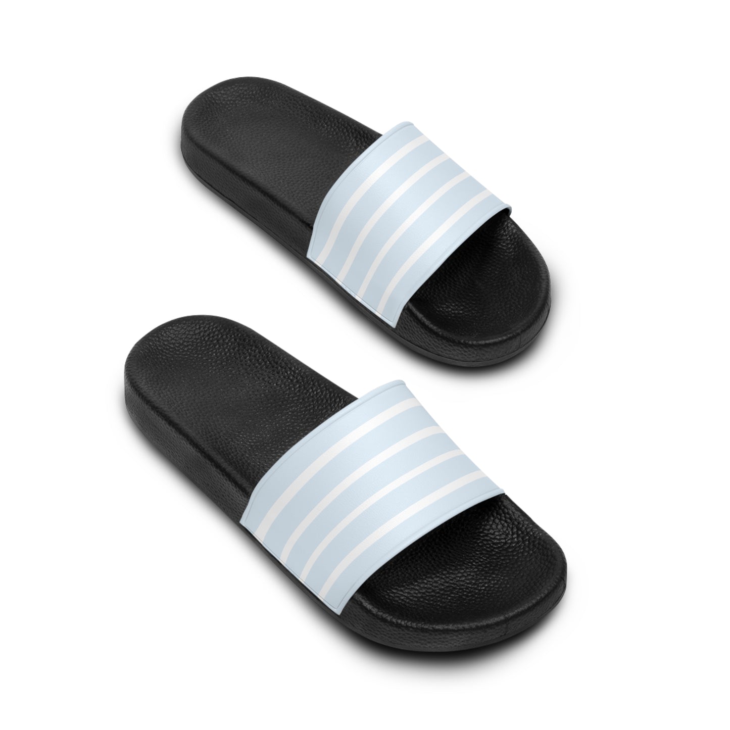 Striped Light Blue Women's Slide Sandals — Casual Pool & Beach Slides