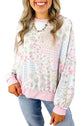Floral Patchwork Corded Knit Long Sleeve Top