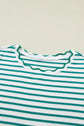 Stripe Scallop Trim Round Neck T-Shirt