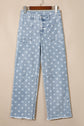 Polka Dot Denim Raw Hem Barrel Jeans