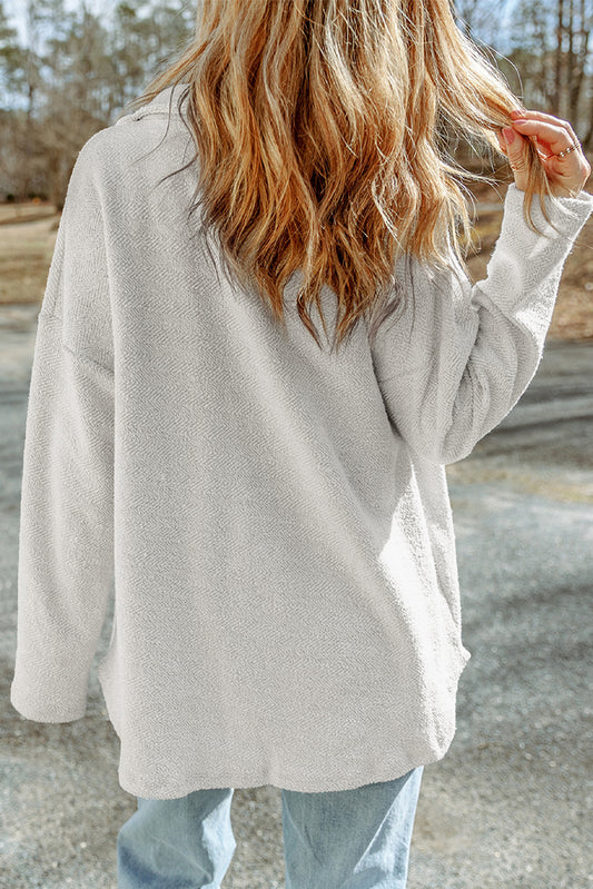 Gray BContrast Flap Pockets Relaxed Shacket
