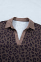 Leopard Collared V-Neck Top & Shorts Set