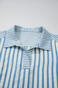 Stripe Collared V-Neck 3/4 Sleeve Blouse