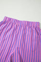 Stripe Ruffle Trim Elastic Waist Shorts
