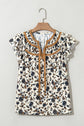 White Floral Frilly Blouse with Lace Up