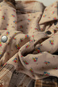Floral Waffle Knit Plaid Patchwork Ruffle Shacket