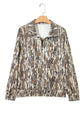 Camo Zipped Collar Kangaroo Pocket Sweatshirt