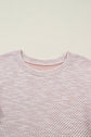 Stripe Twill Ruffle Lace Short Sleeve Blouse
