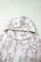 Abstract Camo Ribbed Trim Kangaroo Pocket Hoodie