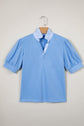 Stripe Frilled Collar Short Sleeve Blouse