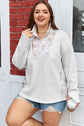 Plus Size Camo Patchwork Zipped Collar Pullover Sweatshirt