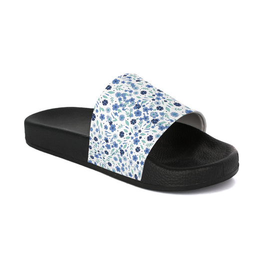 Floral Blue Ditsy Slide Sandals — Women's Casual Pool & Beach Slides