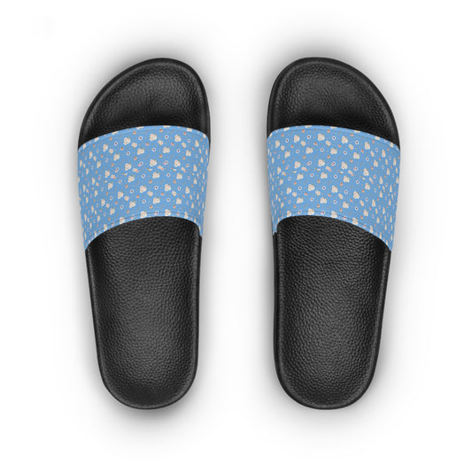 Ditsy Floral Slide Sandals — Blue Daisy Pattern Women's Slides