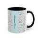 Blessed Nana Floral Accent Coffee Mug — Blue Striped 11/15oz