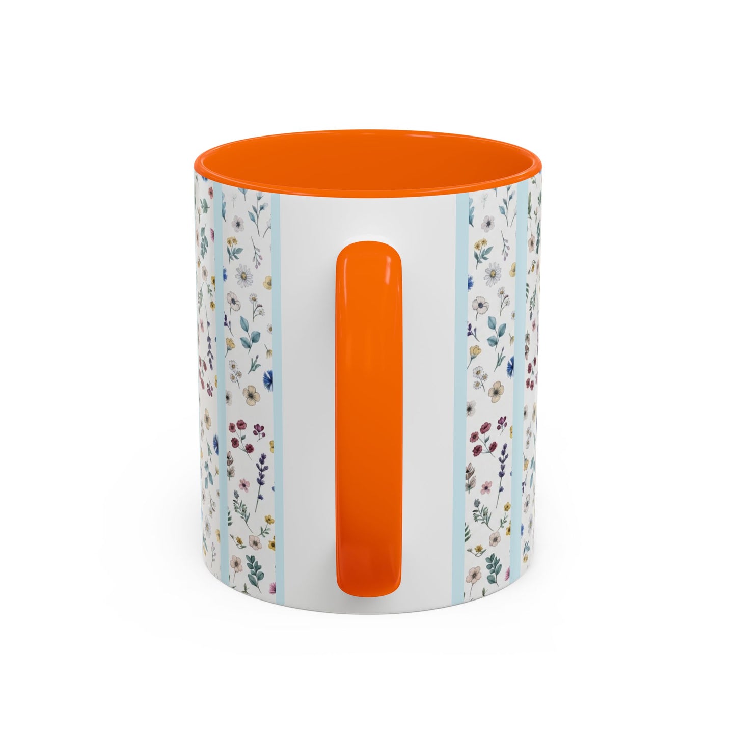 Blessed Nana Floral Accent Coffee Mug — Blue Striped 11/15oz