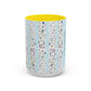 Blessed Nana Floral Accent Coffee Mug — Blue Striped 11/15oz