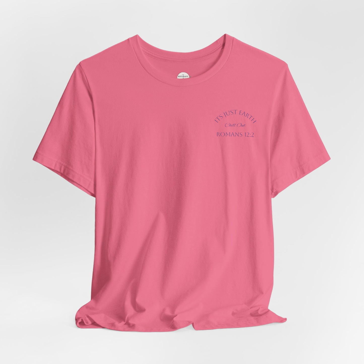 Columbia Blue- It’s Just Earth, Chill Out, Romans 12:2  Jersey Short Sleeve Tee