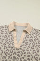 Leopard Collared V-Neck Top & Shorts Set