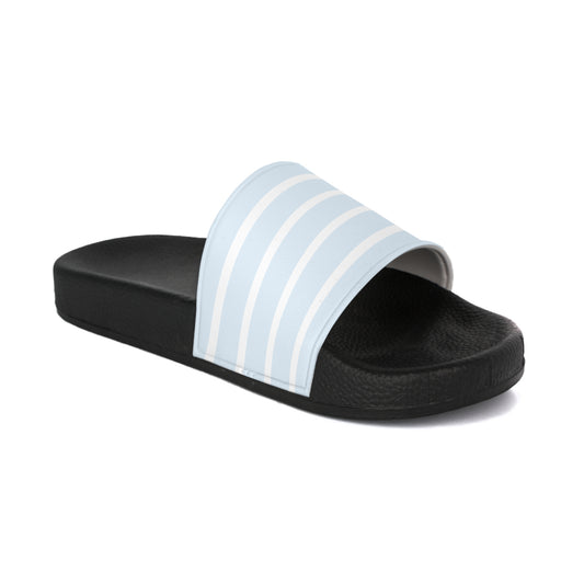 Striped Light Blue Women's Slide Sandals — Casual Pool & Beach Slides