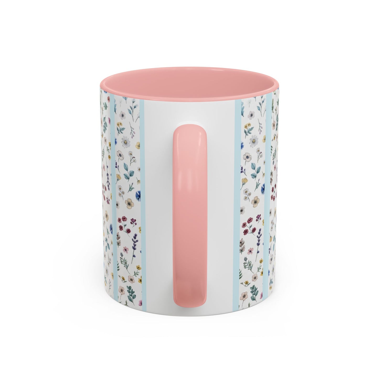 Blessed Nana Floral Accent Coffee Mug — Blue Striped 11/15oz