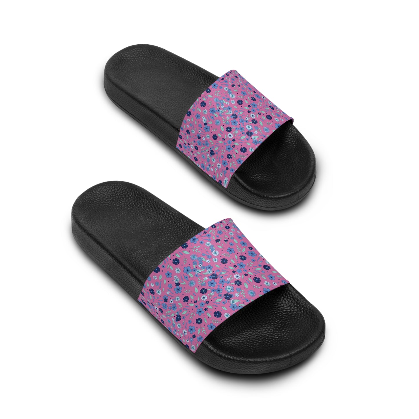 Floral Pink Slide Sandals — Women's Floral Pattern Pool & Casual Slides