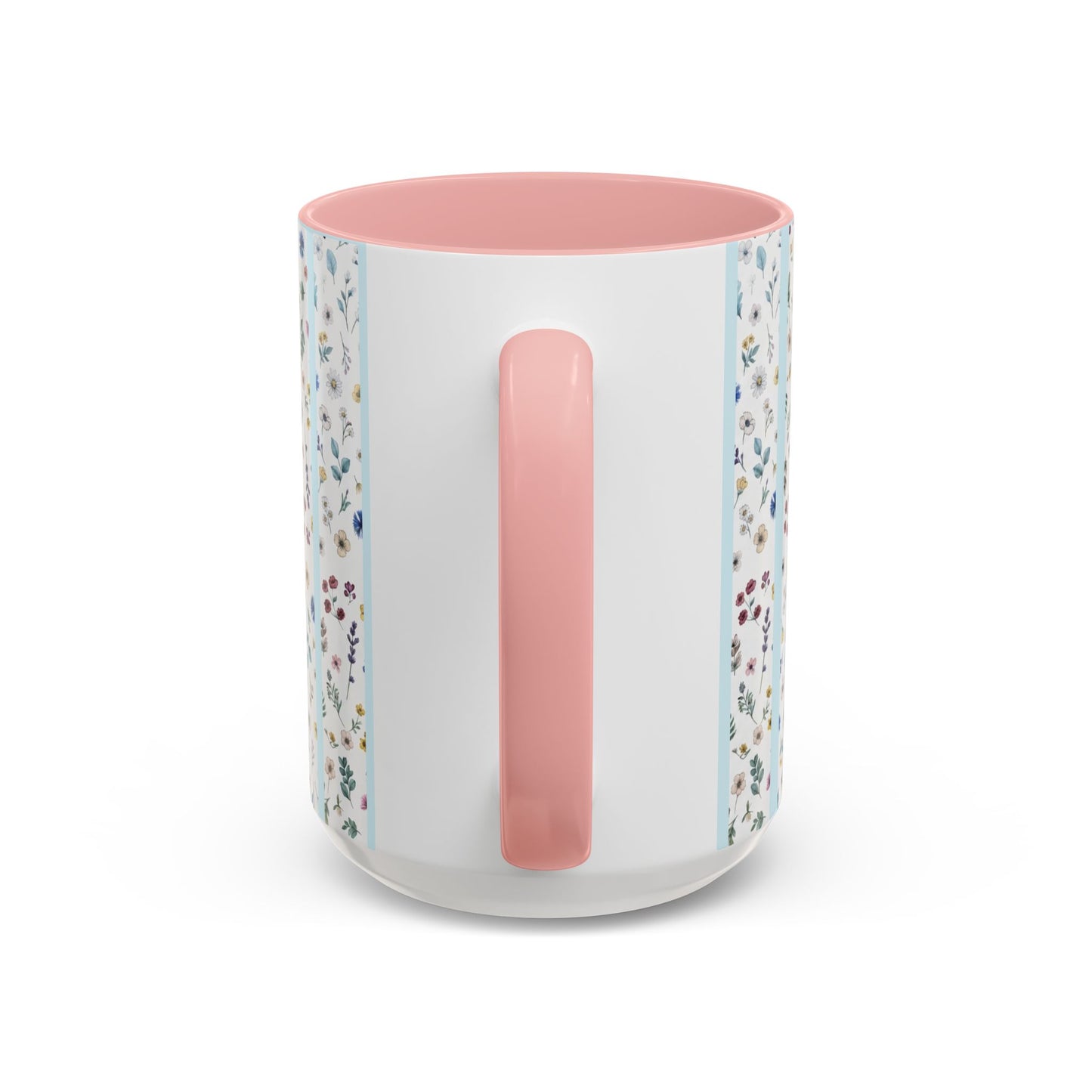 Blessed Nana Floral Accent Coffee Mug — Blue Striped 11/15oz