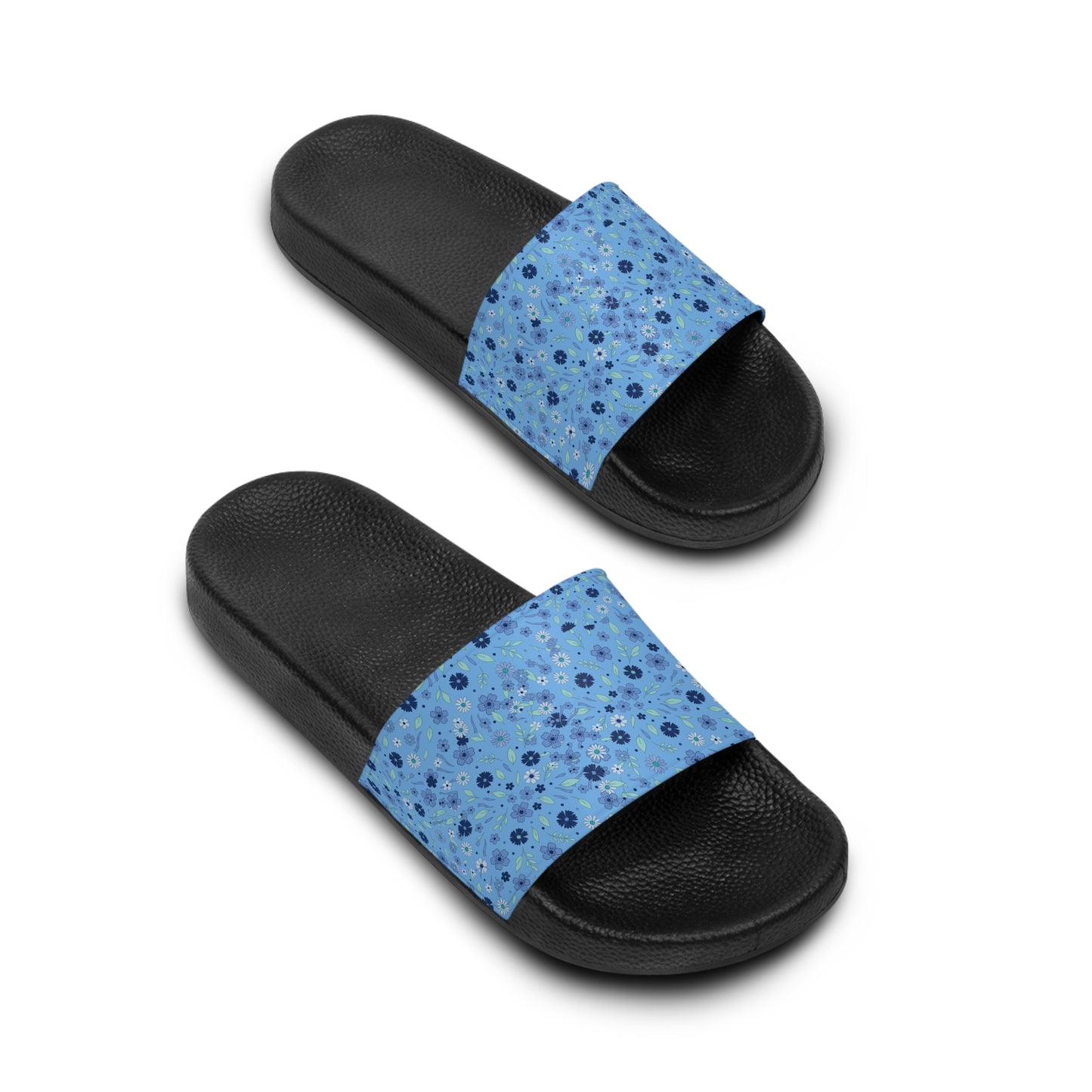 Blue Floral Slide Sandals — Women's Casual Pool & Beach Slides