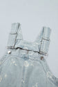 Floral Denim Patch Pocket Overall Mini Dress