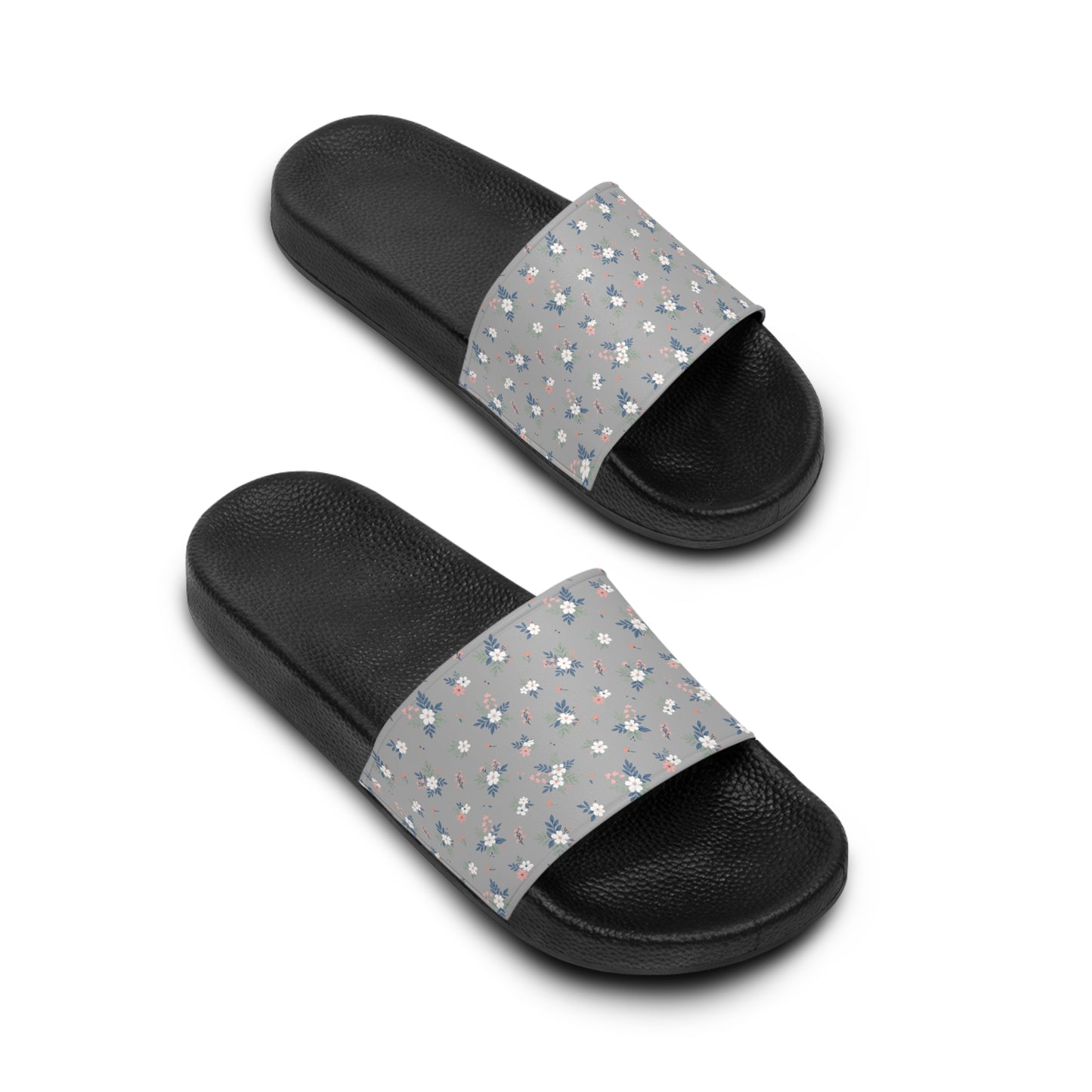 Floral Grey Slide Sandals – Women's Casual Beach & Pool Slides