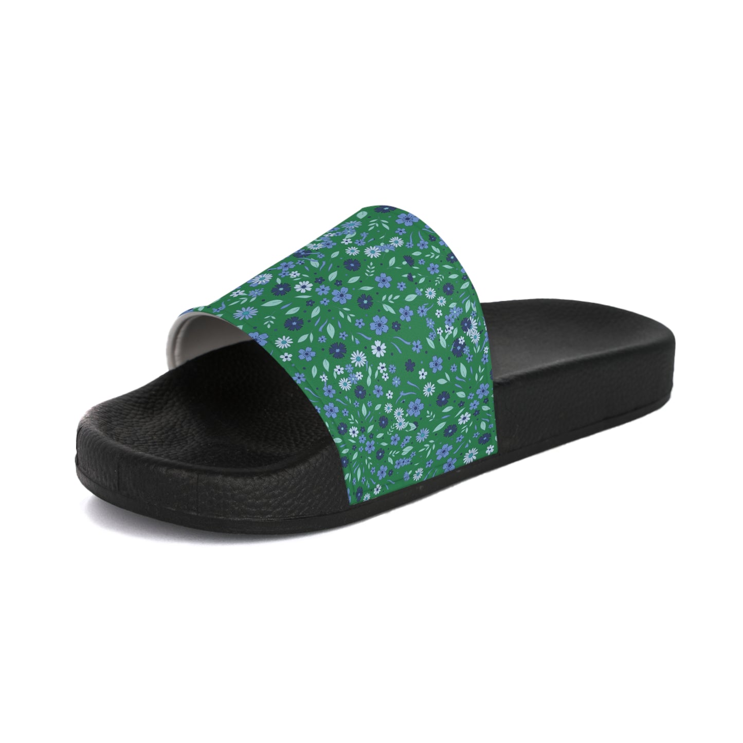 Floral Green Slide Sandals — Women's Casual Summer Slides