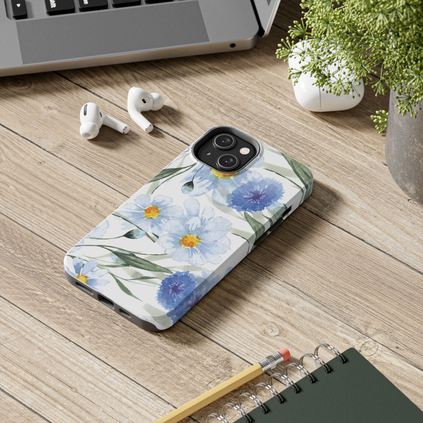 Blue Floral Tough Phone Cases