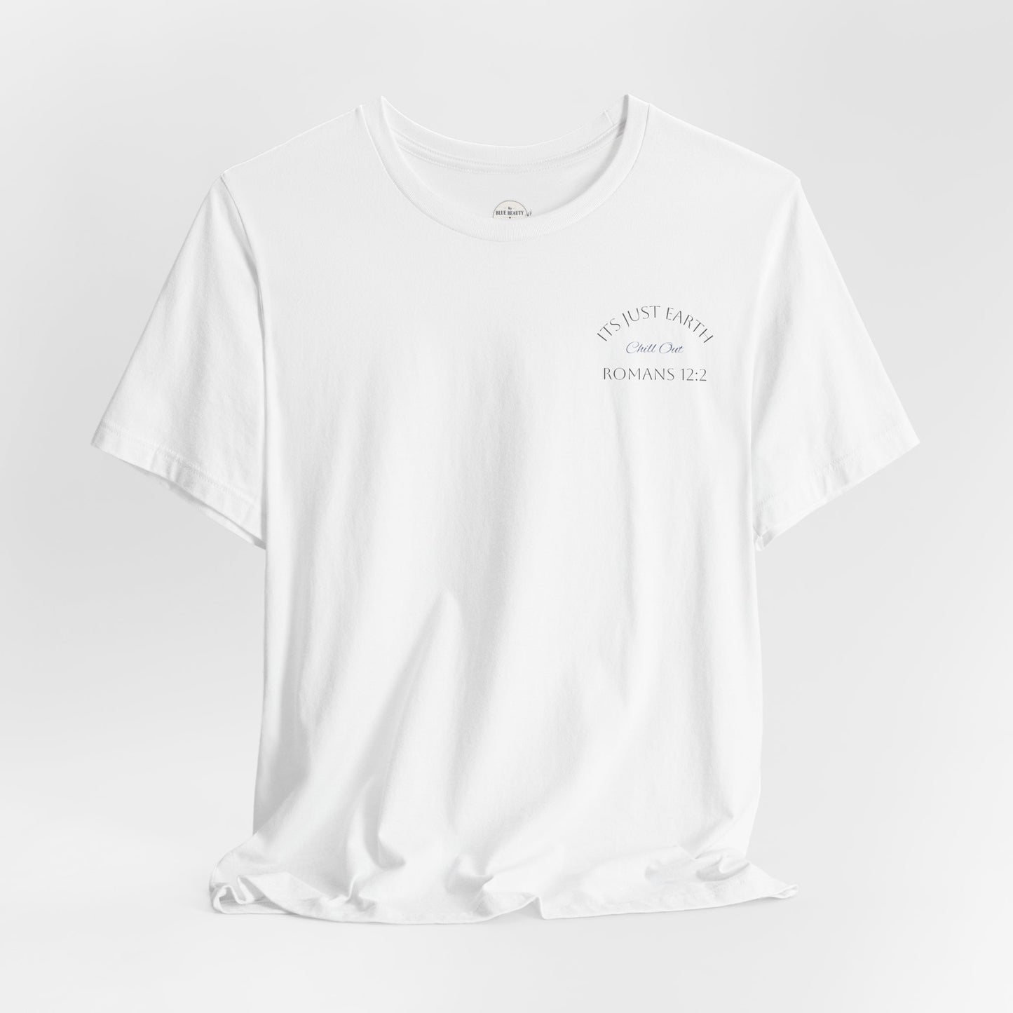 Columbia Blue- It’s Just Earth, Chill Out, Romans 12:2  Jersey Short Sleeve Tee