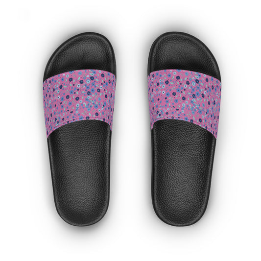 Floral Pink Slide Sandals — Women's Floral Pattern Pool & Casual Slides