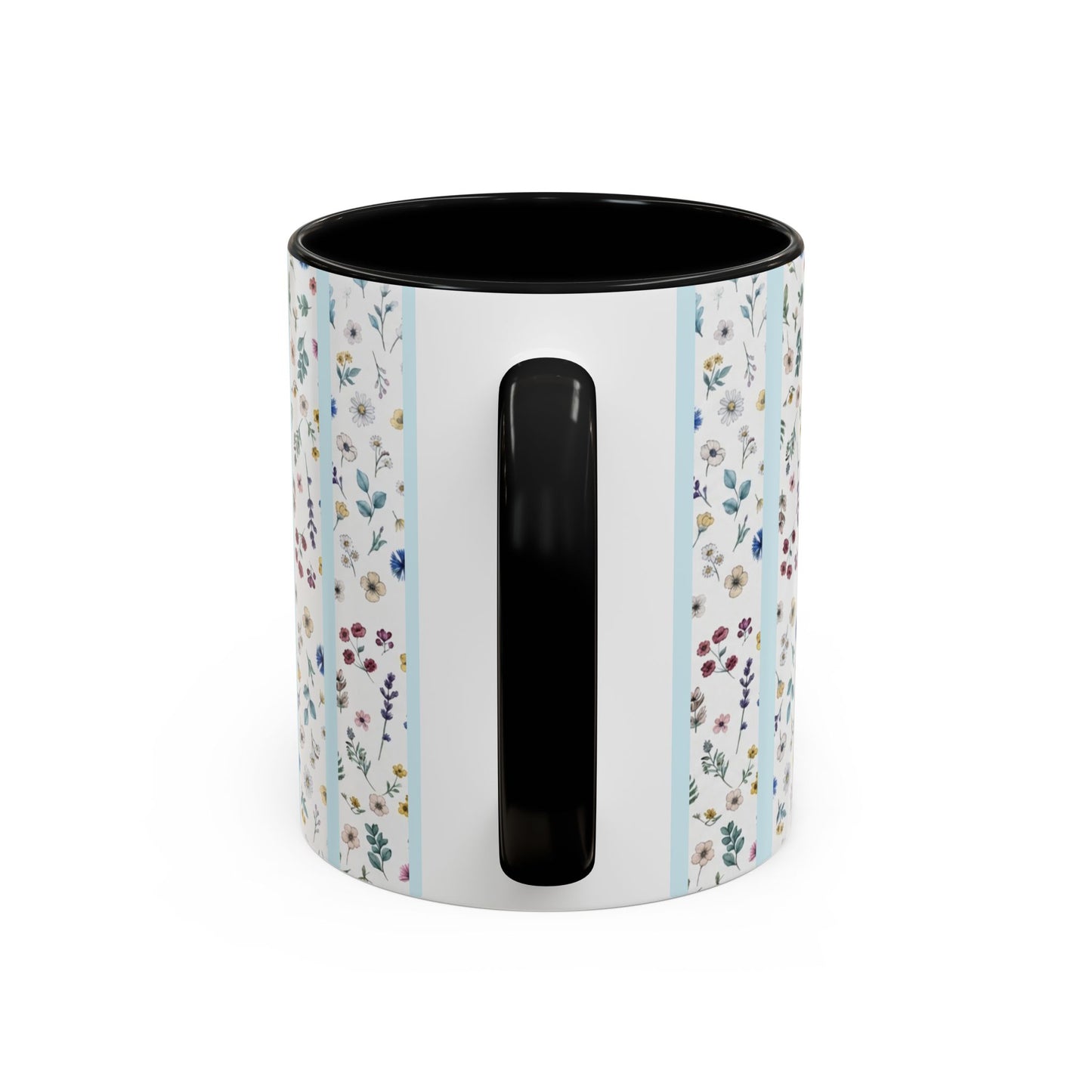 Blessed Nana Floral Accent Coffee Mug — Blue Striped 11/15oz