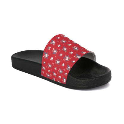 Floral Red Slide Sandals — Women's Casual Pool & Summer Slides