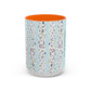 Blessed Nana Floral Accent Coffee Mug — Blue Striped 11/15oz