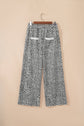 Leopard Terry Knit Wide Leg Pants