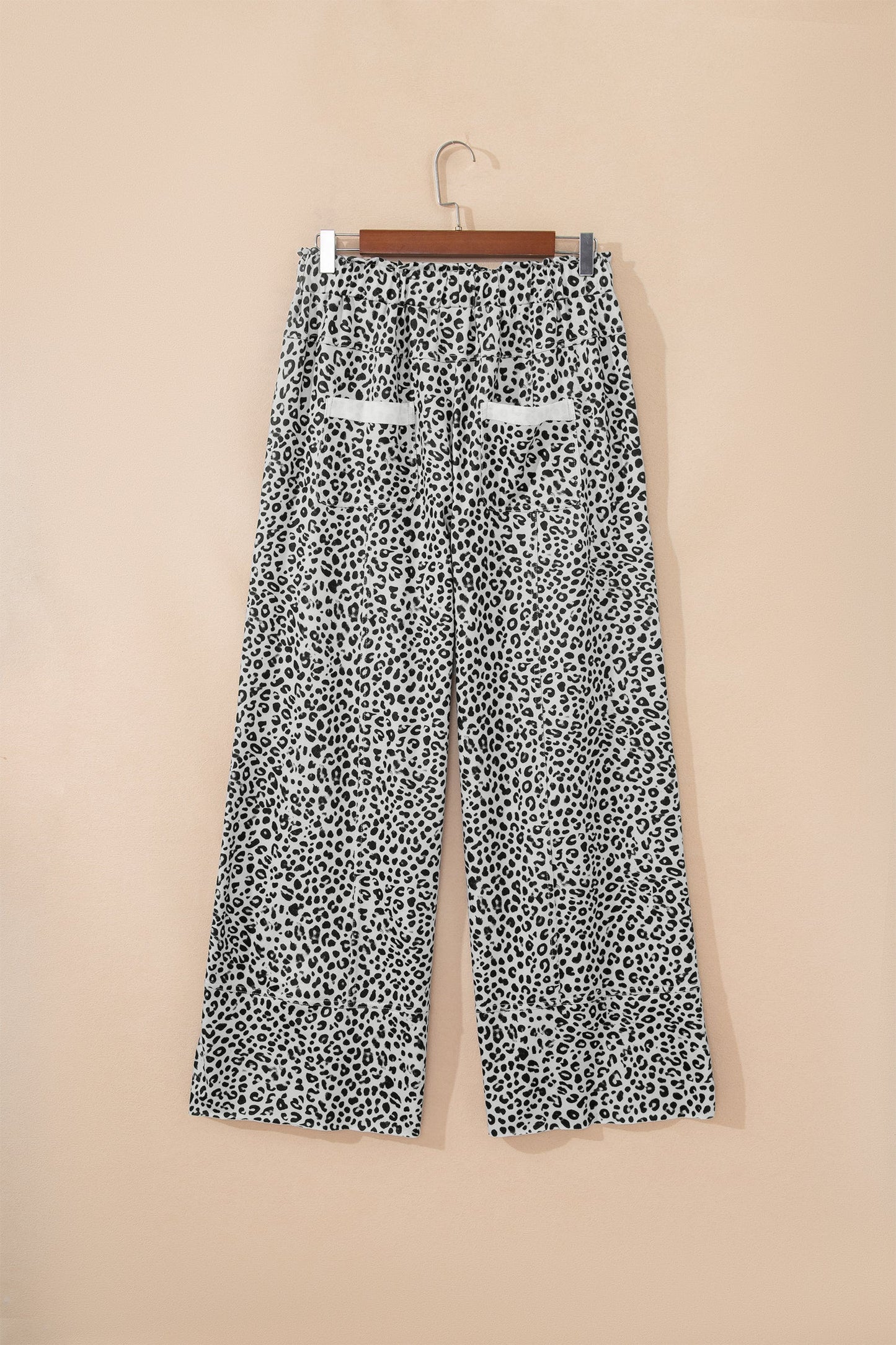 Leopard Terry Knit Wide Leg Pants