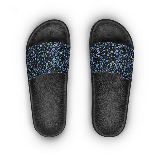 Floral Blue Ditsy Slide Sandals — Women's Casual Pool & Beach Slides
