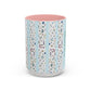 Blessed Nana Floral Accent Coffee Mug — Blue Striped 11/15oz