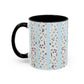 Blessed Nana Floral Accent Coffee Mug — Blue Striped 11/15oz