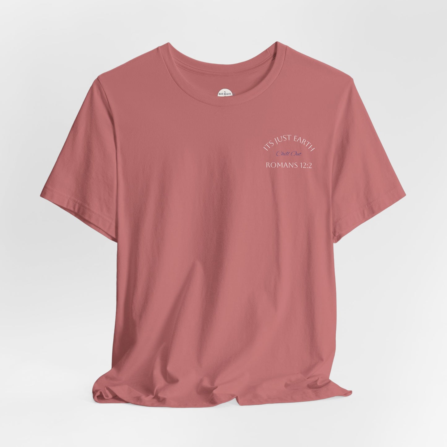Columbia Blue- It’s Just Earth, Chill Out, Romans 12:2  Jersey Short Sleeve Tee
