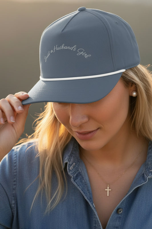 Baseball Cap — "Just a Husband’s Girl" Embroidered Rope Trucker Cap