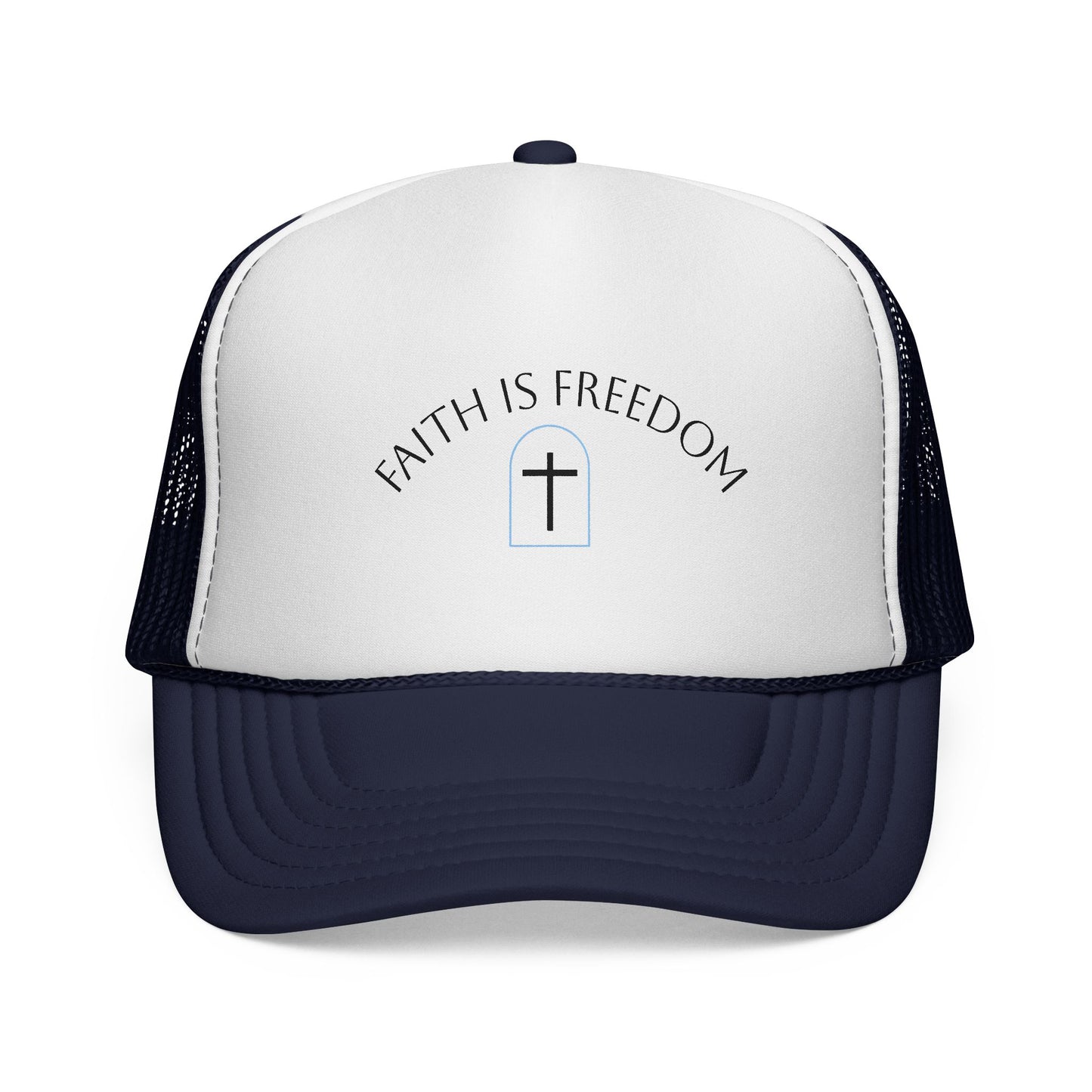 Faith Is Freedom Trucker Cap — Christian Cross Mesh Hat