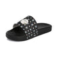 Floral Black Slide Sandals — LOGO Accent