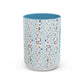 Blessed Nana Floral Accent Coffee Mug — Blue Striped 11/15oz