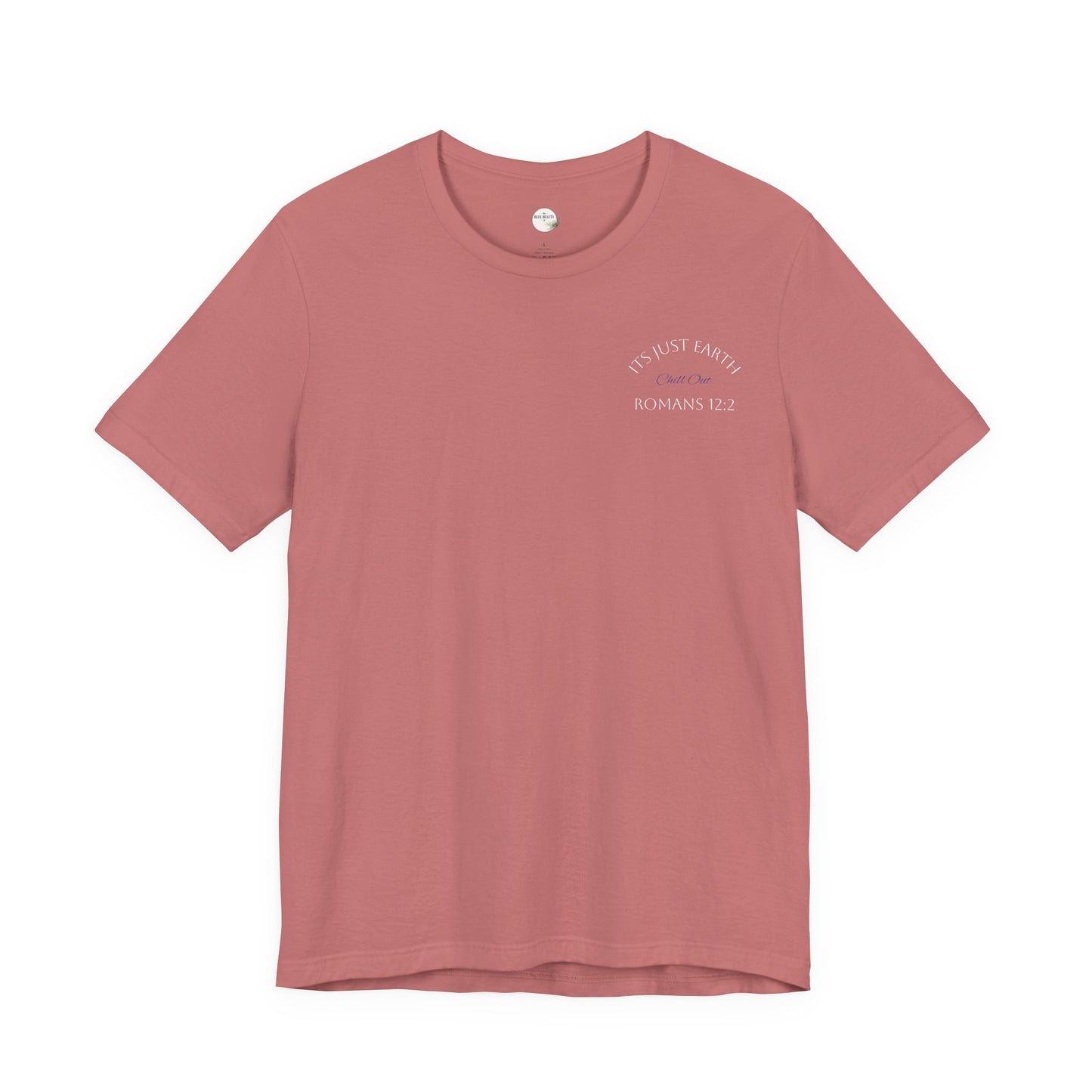Columbia Blue- It’s Just Earth, Chill Out, Romans 12:2  Jersey Short Sleeve Tee