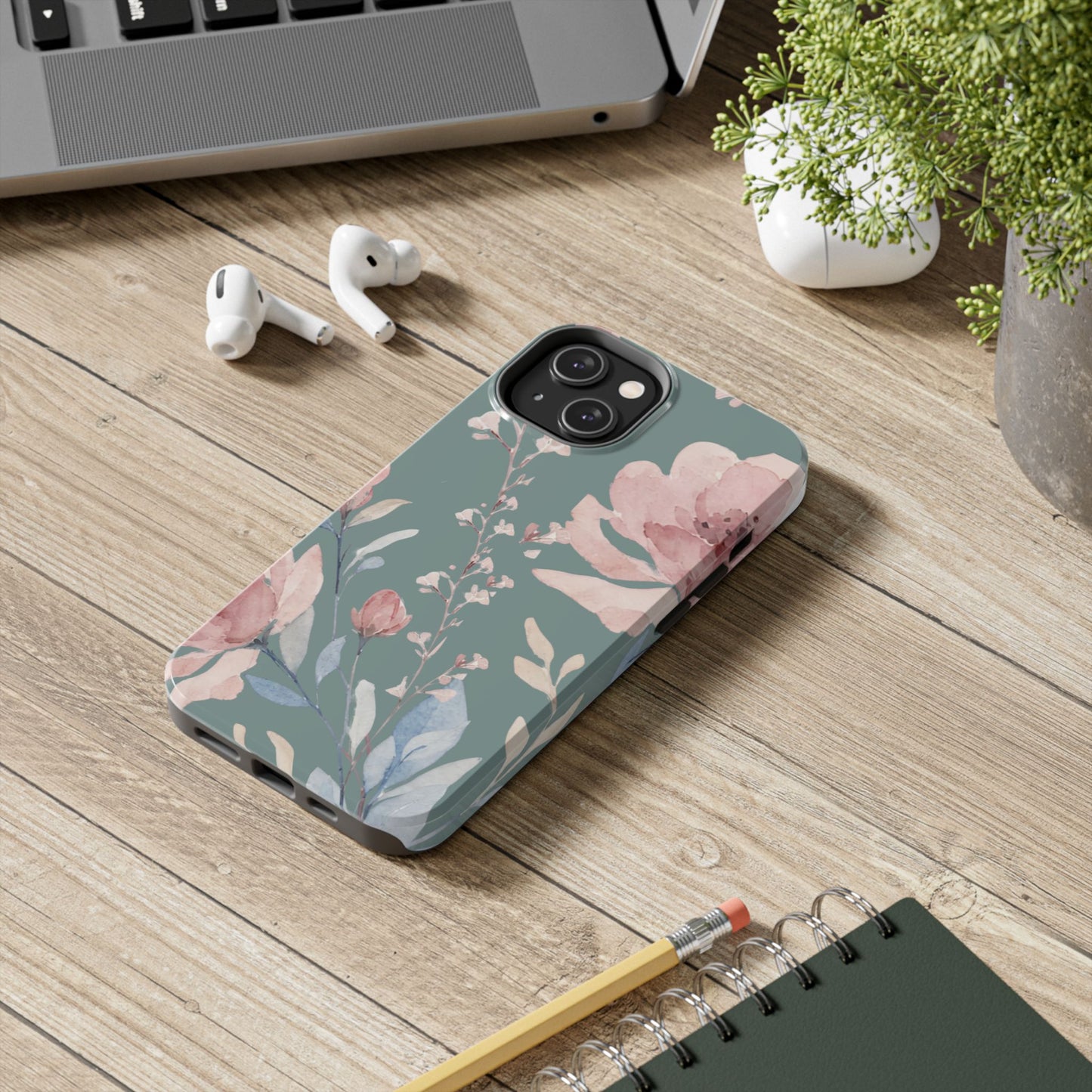 Green Fall floral Tough Phone Cases