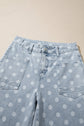 Polka Dot Denim Raw Hem Barrel Jeans